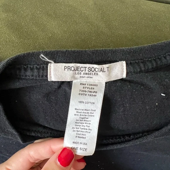 Project Social T Charcoal Black Cotton Oversized Tee, O/S - Picture 2 of 3